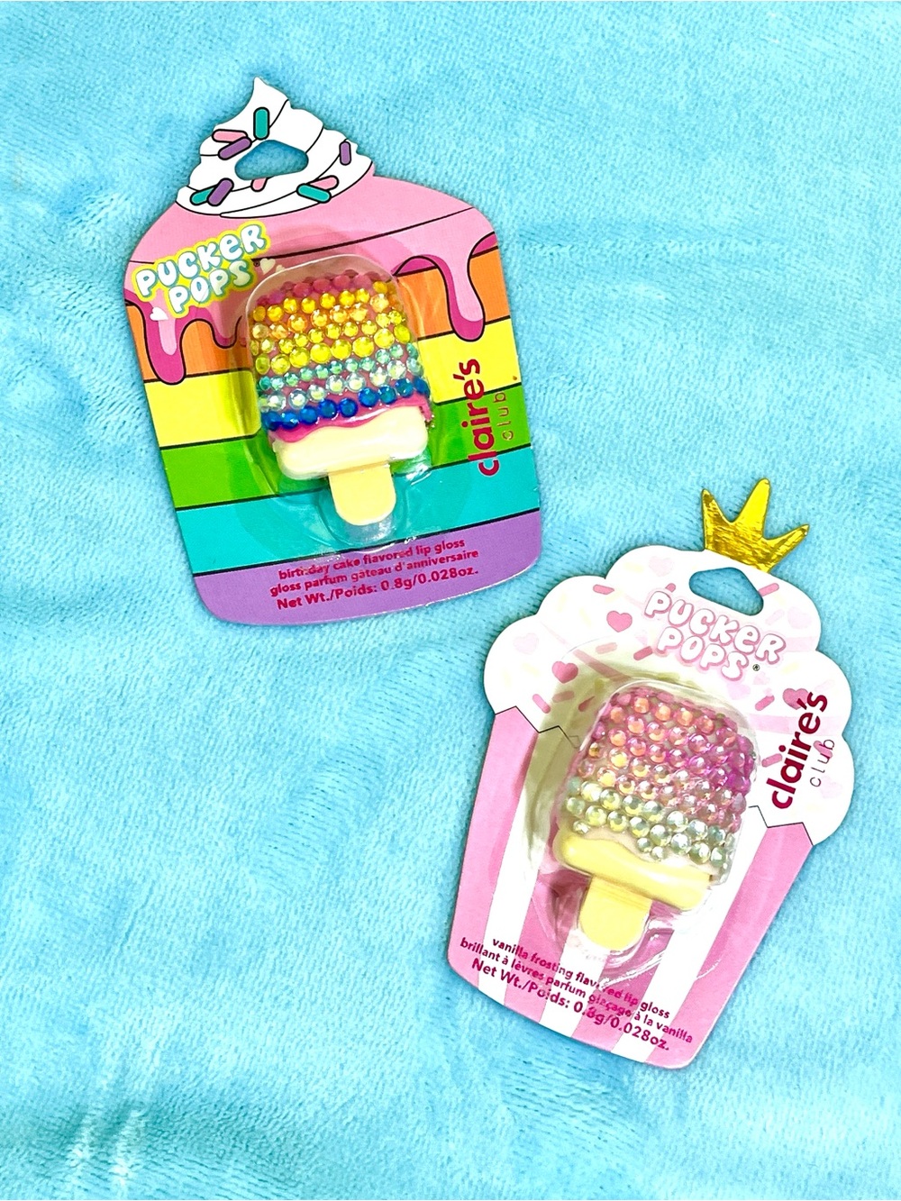 Claire’s Pucker Pops Lip Gloss Duo | Birthday Cake + Vanilla Frosting | NWT